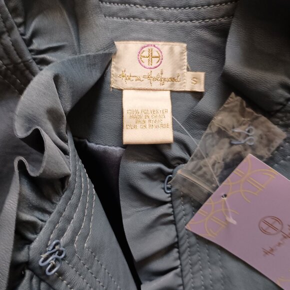 Hot in Hollywood Vegan Leather Blue Short Baddie  Jacket Women’s Size S NWT - Picture 6 of 16